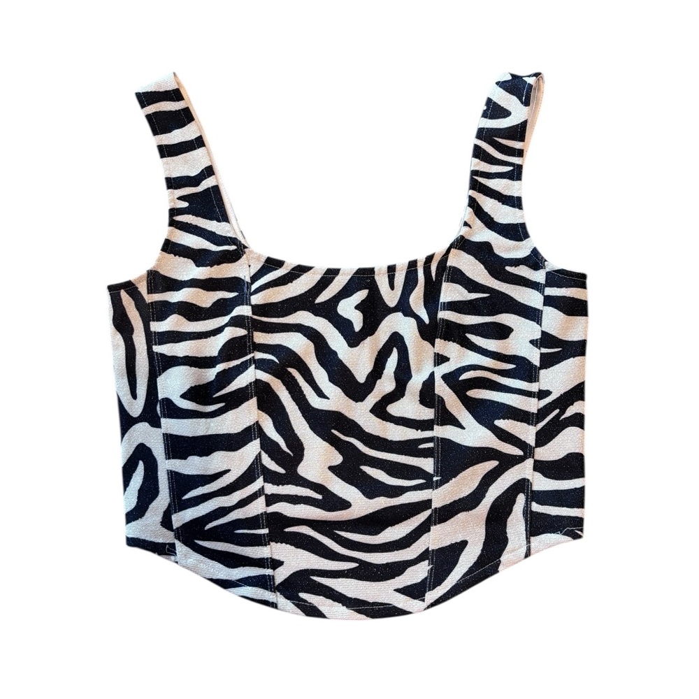 H&M Zebra Print Corset Crop Top – Size M
